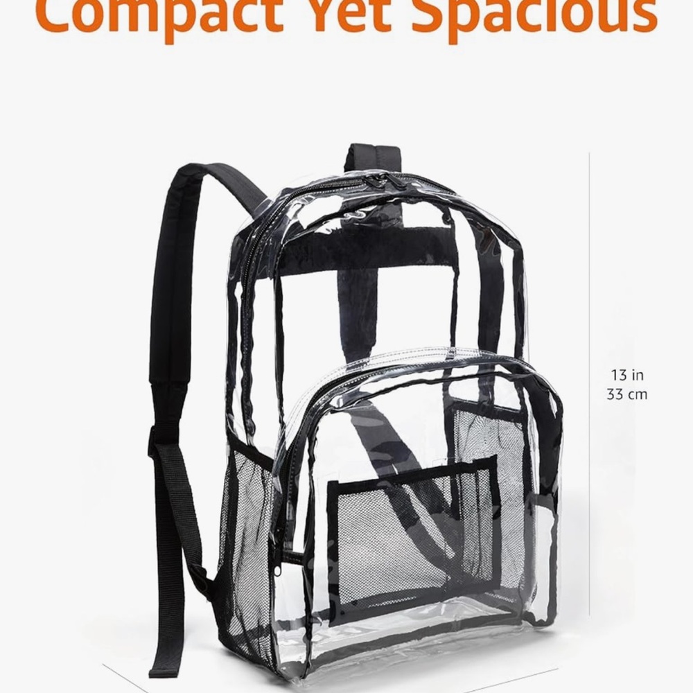 Clear Black Trim Backpack for Men